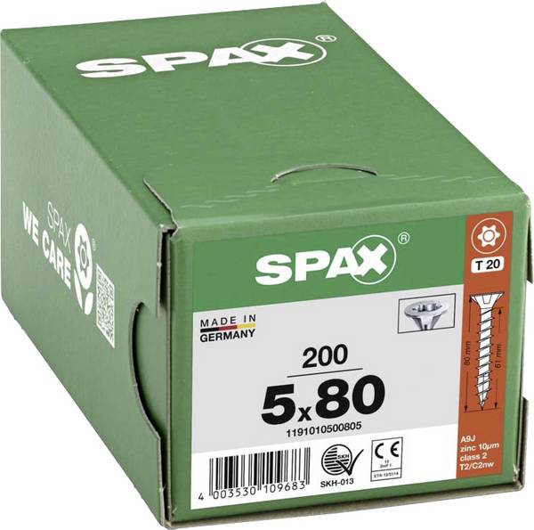 SPAX 1191010500805 R 88091 Senkkopf/T-STAR Holzschraube 5 mm 80 mm T-STAR plus Stahl WIROX 200 St.