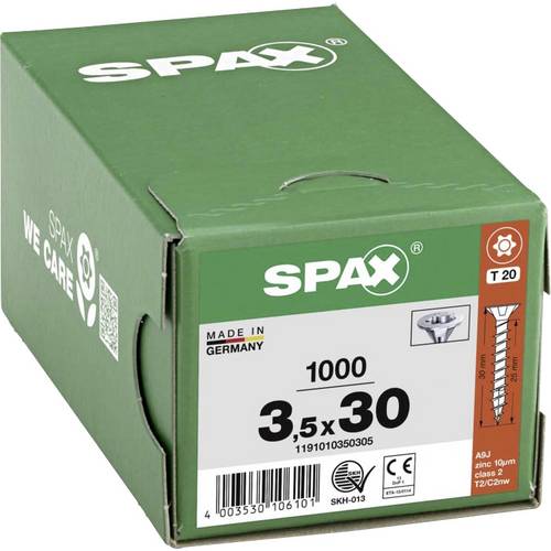 SPAX 1191010350305 R 88091 Senkkopf/T-STAR Holzschraube 3.5 mm 30 mm T-STAR plus Stahl WIROX 1000 St.