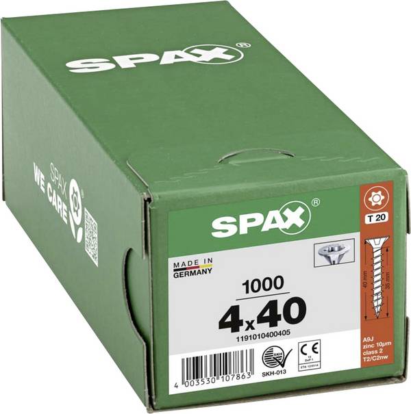 SPAX 1191010400405 R 88091 Senkkopf/T-STAR Holzschraube 4 mm 40 mm T-STAR plus Stahl WIROX 1000 St.