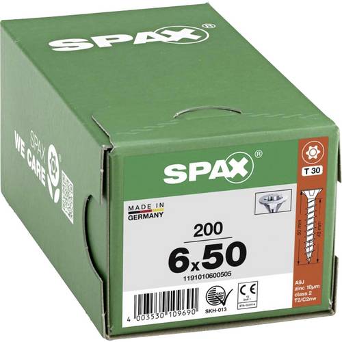 SPAX 1191010600505 R 88091 Senkkopf/T-STAR Holzschraube 6 mm 50 mm T-STAR plus Stahl WIROX 200 St.