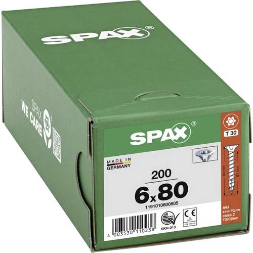 SPAX 1191010600805 R 88091 Senkkopf/T-STAR Holzschraube 6 mm 80 mm T-STAR plus Stahl WIROX 200 St.