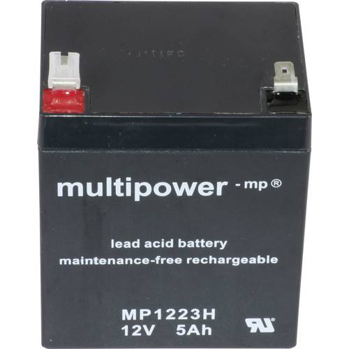 Thumbnail - multipower MP1223H 137313 Bleiakku 12 V 5 Ah Blei-Vlies (AGM) (B x H x T) 90 x 108 x 70 mm Flachstecker 6.35 mm Wartungs...
