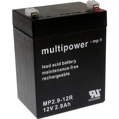 Thumbnail - multipower MP2,9-12R 138769 Bleiakku 12 V 2.9 Ah Blei-Vlies (AGM) (B x H x T) 79 x 107 x 56 mm Flachstecker 4.8 mm Wartu...