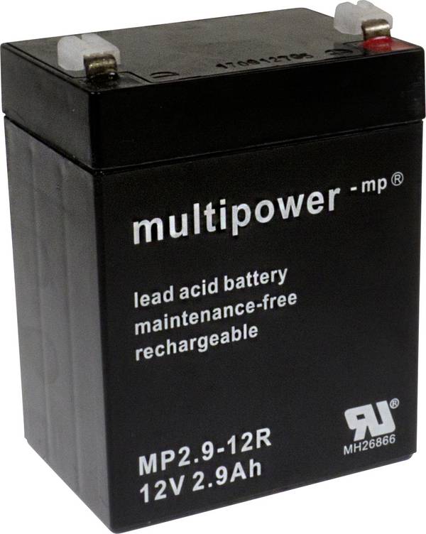 multipower MP2,9-12R 138769 Bleiakku 12 V 2.9 Ah Blei-Vlies (AGM) (B x H x T) 79 x 107 x 56 mm Flachstecker 4.8 mm Wartungsfrei, Geringe Selbstentladung