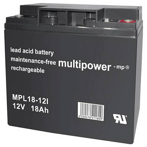 Thumbnail - multipower MPL18-12 146660 Bleiakku 12 V 18 Ah Blei-Vlies (AGM) (B x H x T) 181 x 167 x 76 mm M5-Schraubanschluss Wartun...