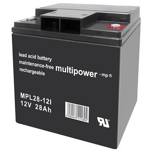 multipower MPL28-12I 146662 Bleiakku 12 V 28 Ah Blei-Vlies (AGM) (B x H x T) 166 x 176 x 126 mm M5-Schraubanschluss Wart...