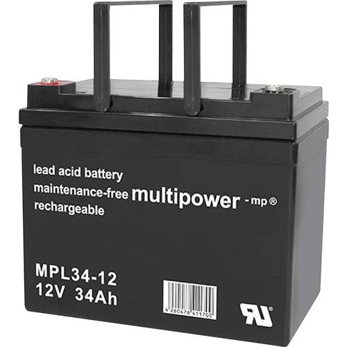 multipower MPL34-12 146663 Bleiakku 12 V 34 Ah Blei-Vlies (AGM) (B x H x T) 197 x 170 x 131 mm M5-Schraubanschluss Wartu...
