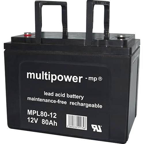multipower MPL80-12I 146669 Bleiakku 12 V 80 Ah Blei-Vlies (AGM) (B x H x T) 260 x 207 x 170 mm M6-Schraubanschluss Wart...