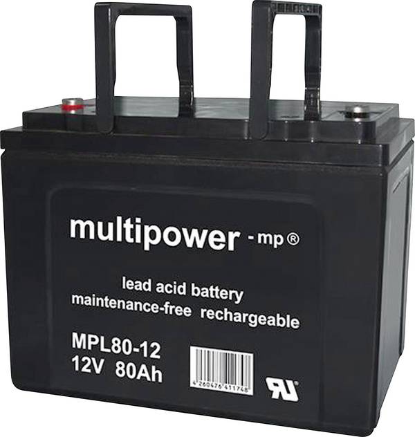 multipower MPL80-12I 146669 Bleiakku 12 V 80 Ah Blei-Vlies (AGM) (B x H x T) 260 x 207 x 170 mm M6-Schraubanschluss Wartungsfrei, Geringe Selbstentladung