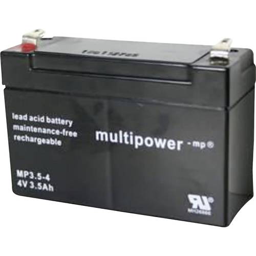 Thumbnail - multipower MP3,5-4 146844 Bleiakku 4 V 3.5 Ah Blei-Vlies (AGM) (B x H x T) 90 x 35 x 34 mm Flachstecker 4.8 mm Wartungsf...