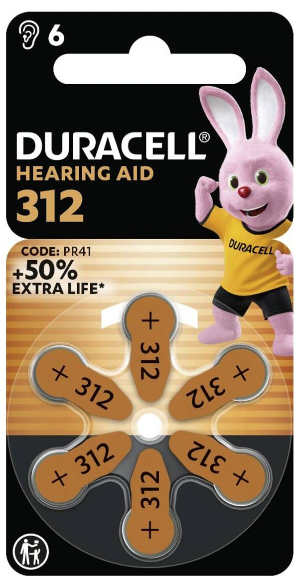 Duracell Hörgerätebatterie ZA312 1.45 V 1 St. 160 mAh Zink-Luft DURACELL - Batterie Hörgeraete EasyTab 312 PR41 NEU 6St. - Batterie - 1,45 V
