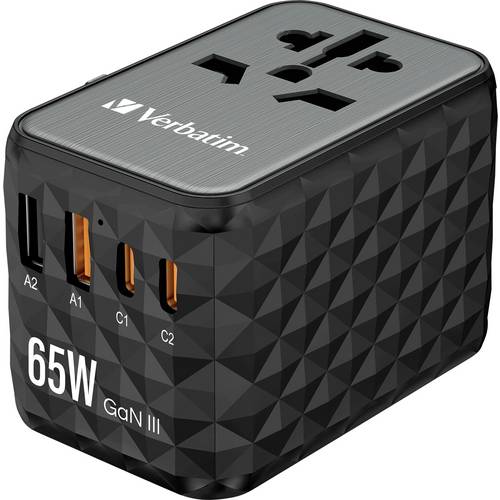Thumbnail - Verbatim UTA-05 GaN III USB Ladegerät 65 W 2x USB-A, 2x USB-C® USB PD, USB PD 3.0, QC 4+, Fast Charge, SuperCharge, Adap...