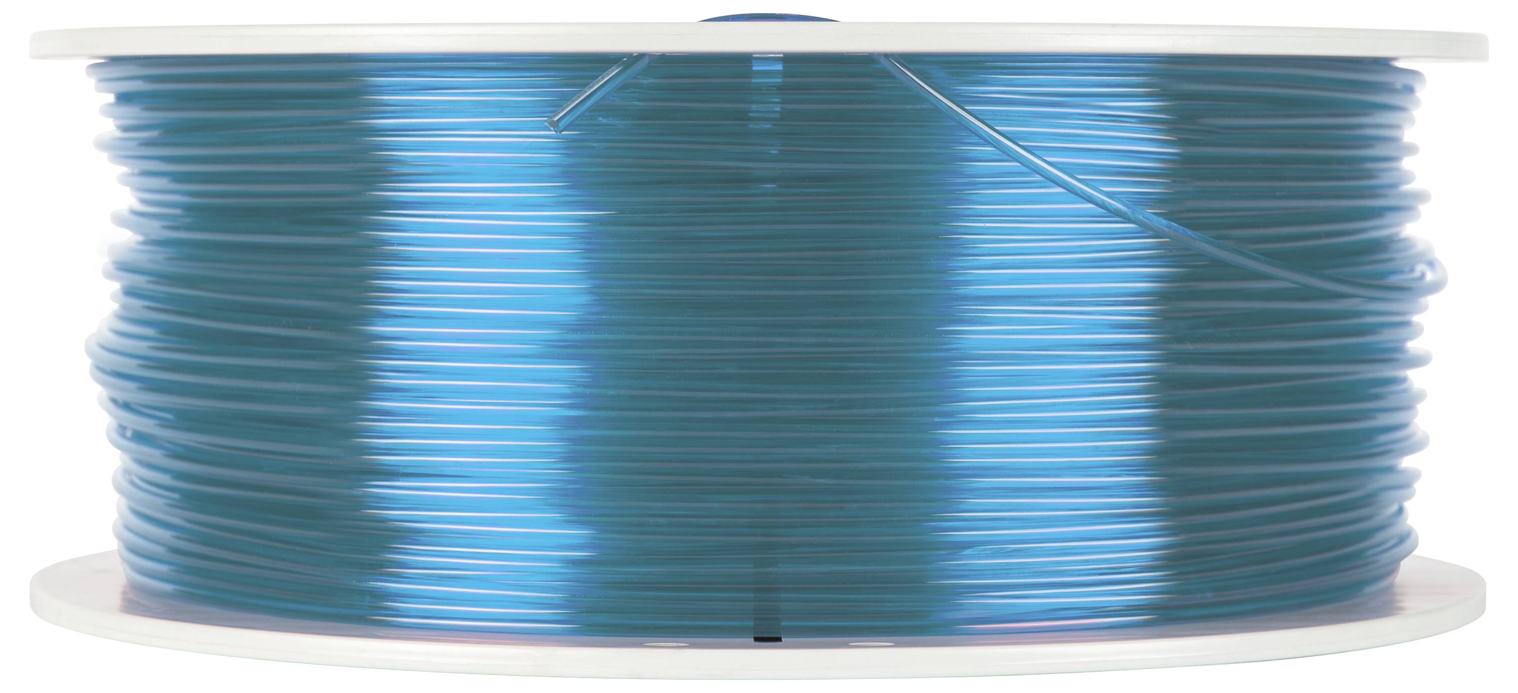 Eine Spule mit blauem 3D-Drucker-Filament, das für additive Fertigung und Prototyping verwendet wird.
