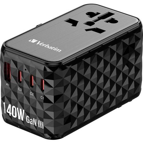 Thumbnail - Verbatim UTA-10 GaN III Reiseladeadapter 140 W 1x USB-A, 3x USB-C® USB PD, USB PD 3.1, QC 3.0, QC 4+, PPS, Fast Charge, ...
