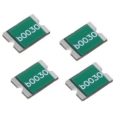 Vier grüne elektronische SMD-Komponenten mit der weißen Aufschrift 'b0030', gleichmäßig angeordnet.
