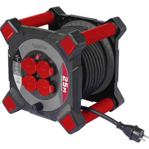 Sygonix SY-10236123 Kabeltrommel 25 m Schwarz Schutzkontakt-Stecker