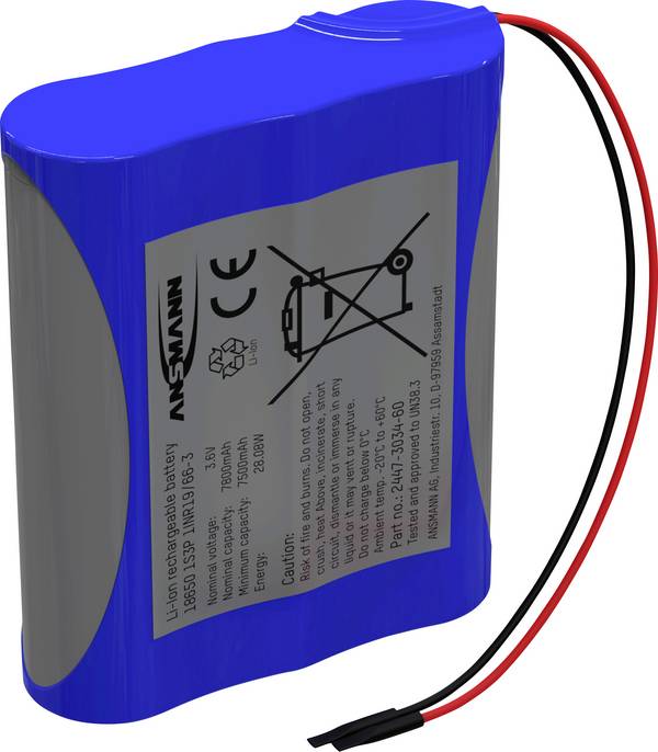 Ansmann 1S3P Akkupack 3x 18650 Kabel Li-Ion 3.6V 7800mAh Akkupack 3x   Li-Ion 3.6 V 7800 mAh