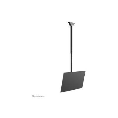 Deckenhalterung mit verstellbarem Arm, an dem ein Bildschirm befestigt ist. Minimalistisches Design von Neomounts.