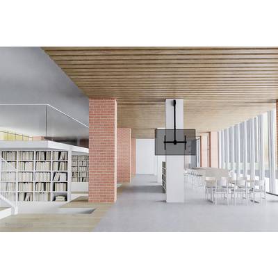 Moderne Bibliothek mit großen Fenstern, Holzakzenten und roten Backsteinwänden. Bücherregale und Sitzecken bieten Lesebereiche.