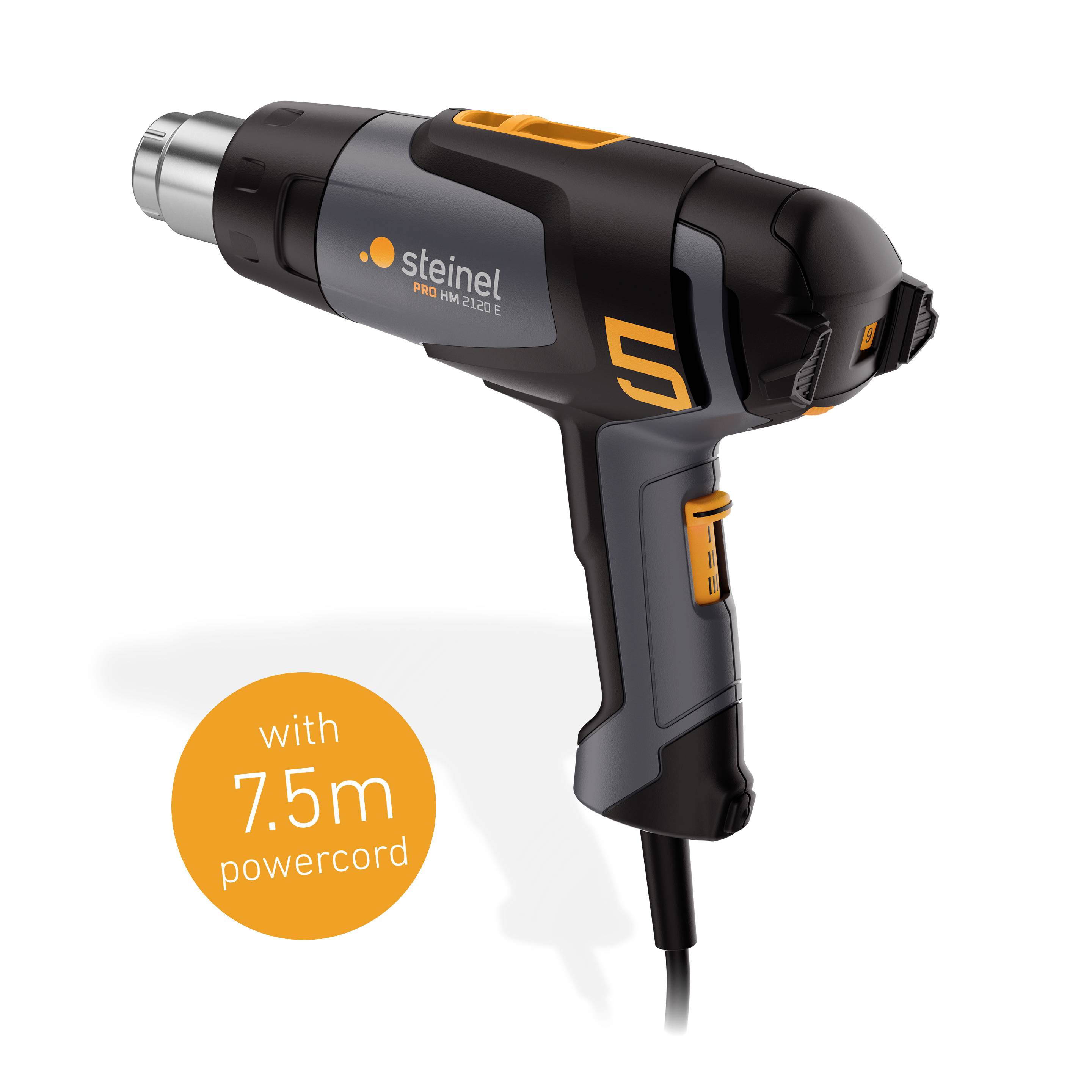 Steinel Heißluftpistole HM 2120 E mit 7.5 m Kabel, 2200 W Heißluftgebläse, 80°-630° C, Hochwertige Keramikheizung-4