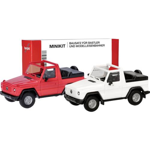 Herpa 012744 H0 PKW Modell Puch G-Klasse (W460) Cabrio, weiß und rot