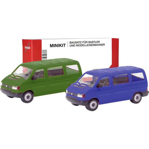 Herpa 012805-002 H0 PKW Modell Volkswagen T4 Bus, olivgrün und ultramarinblau
