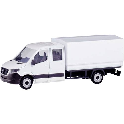 Herpa 013499 H0 LKW Modell Mercedes Benz Sprinter Doppelkabine mit Pritsche, weiß