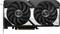 'ASUS Dual Grafikkarte mit zwei Lüftern, schwarzes Gehäuse und silbernen Akzenten, PCIe-Anschluss unten.'
