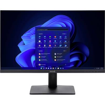 Ein Computerbildschirm zeigt den Windows 11-Startbildschirm mit geöffnetem Startmenü, das verschiedene Symbole und Optionen enthält.