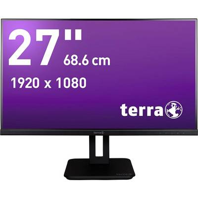 Ein 27-Zoll-Monitor mit Full-HD-Auflösung (1920 x 1080) wird angezeigt. Marke 'terra'.