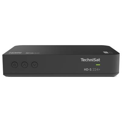 TechniSat HD-S 224+ Receiver mit HDMI-Eingang, drei runden Tasten und leuchtender Statusanzeige.