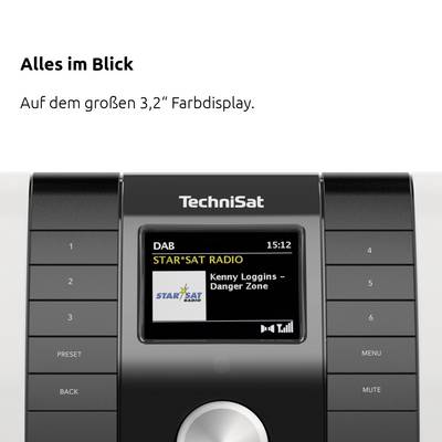 Radio mit 3,2-Zoll-Farbdisplay zeigt 'Kenny Loggins - Danger Zone' im aktuellen Titel an. Links und rechts vom Display befinden sich Funktionstasten.