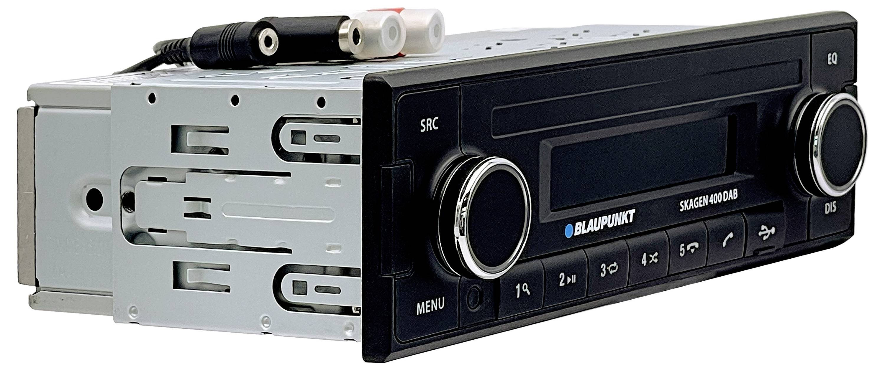 Autoradio von Blaupunkt, silbernes Gehäuse, schwarzes Bedienfeld mit Tasten und Drehreglern.