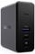 Schwarze Lenovo-Dockingstation mit zwei USB-C- und einem USB-A-Anschluss an der Vorderseite, geeignet für Laptopverbindungen.