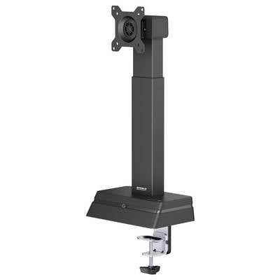 Monitorhalterung mit Klemmfuß für eine sichere Befestigung an einem Schreibtisch. Verstellbarer Arm mit VESA-Platte für flexible Bildschirmpositionierung.
