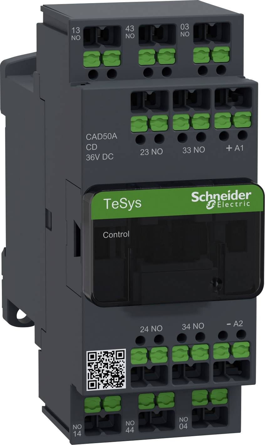 'SCHNEIDER ELECTRIC TeSys Steuerrelais, 36V DC, mit mehreren Anschlussklemmen und Kontrollanzeige, geeignet für Industriesteuerungen.'