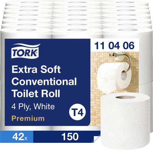 TORK Toilettenpapier T4-System Kleinrollen Toilettenpapier 4-lag T4 110406 Anzahl der Lagen: 4 lagig 42 St.
