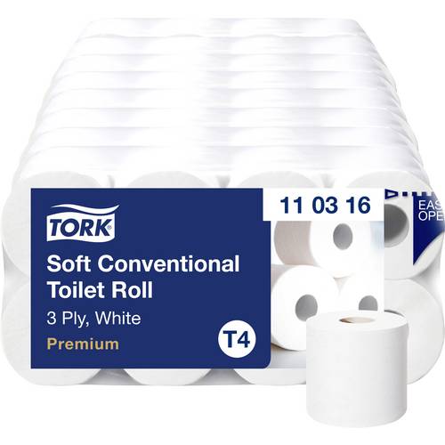 TORK Toilettenpapier T4-System Kleinrollen ToilettPapier weich 3-lag T4 110316 Hochweiß Anzahl der Lagen: 3 lagig 72 St.
