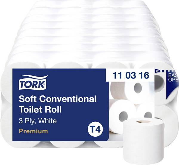 TORK Toilettenpapier T4-System Kleinrollen ToilettPapier weich 3-lag T4 110316 Hochweiß Anzahl der Lagen: 3 lagig 72 St.