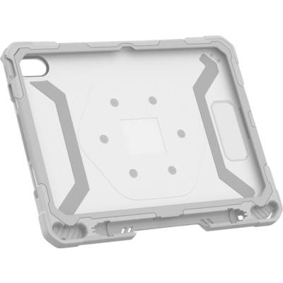 Graues, solides Tablet-Gehäuse mit robusten Kanten und Schutzecken, geeignet für Stoßfestigkeit und langlebigen Schutz.