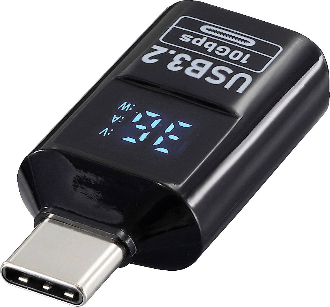 Renkforce USB Adapter [1x USB-C® Stecker - 1x USB-A Buchse] USB 3.2 Type C/A Charging Adapter, PD36W, 10 Gpbs LED-Displa...