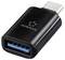 Ein schwarzer USB-C zu USB-Adapter mit dem 'renkforce' Logo auf der Oberseite, entwickelt zum Anschluss von USB-A-Geräten an USB-C-Anschlüsse.