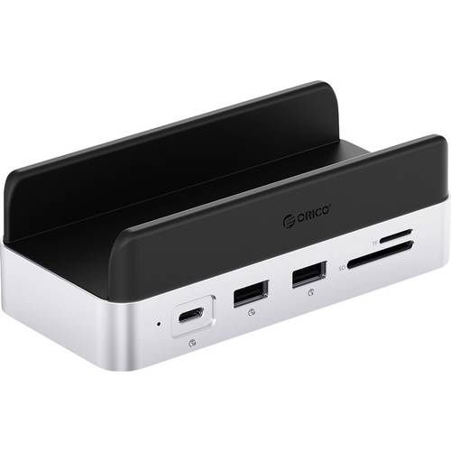 ORICO USB-C® Dockingstation VS10 Mini Dock Desktop Stand integrierte Halterung, integrierter Kartenleser, M.2 SSD Steckp...