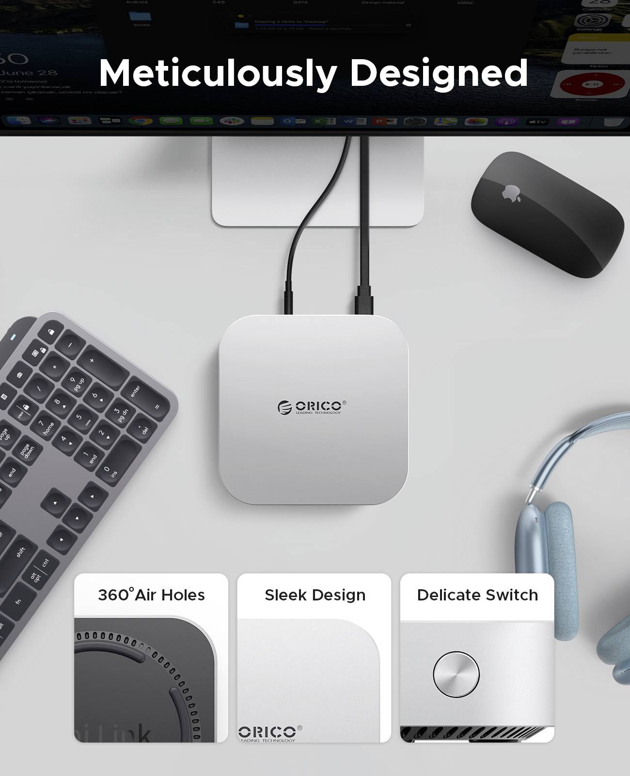 ORICO USB-C® Dockingstation MiniLink M49P Passend für Marke Dockingstations: Apple Mac mini M.2 SSD Steckplatz-4