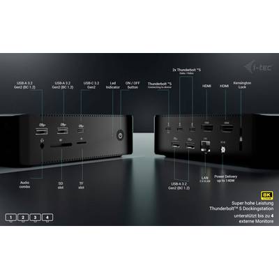 i-tec Thunderbolt™ 5 Dockingstation Thunderbolt 5 Quattro Display Docking Station + Power Delivery 140W-6