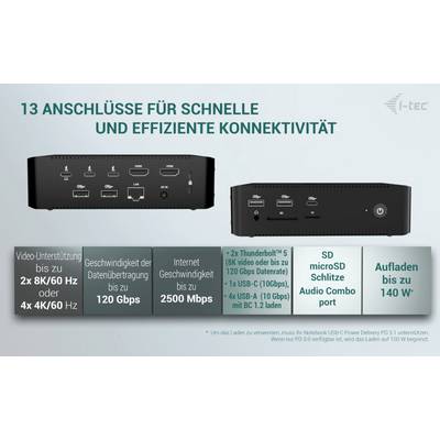 i-tec Thunderbolt™ 5 Dockingstation Thunderbolt 5 Quattro Display Docking Station + Power Delivery 140W-12