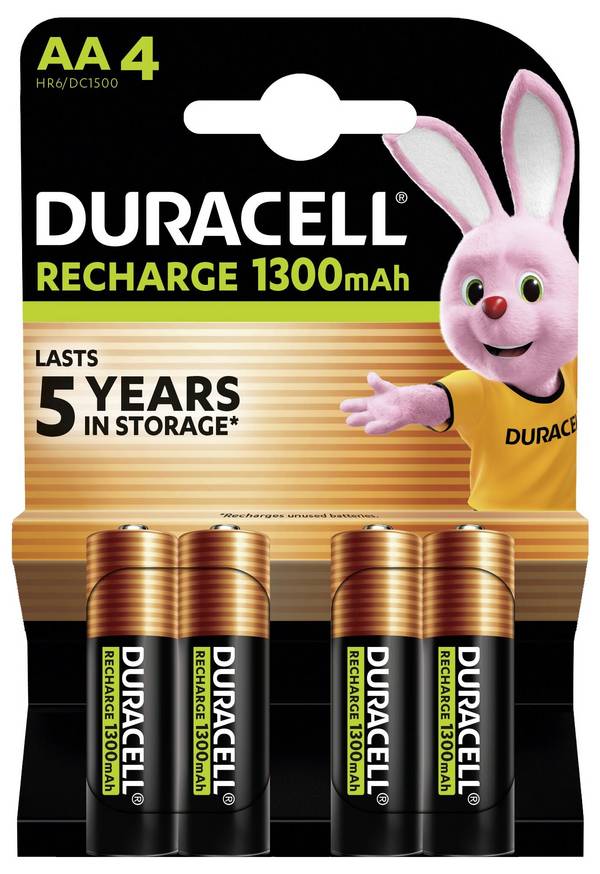 Duracell Duracell Rechargeable - Batterie 4 x AA-Typ - NiMH - (wiederaufladbar) Mignon (AA)-Akku NiMH 1300 mAh 1.2 V 1 St.