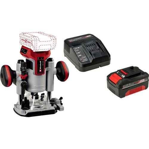 Set bestehend aus Einhell Akku-Ober-& Kantenfräse TP-RO 18 Set Li BL - Solo und Einhell Power X-Change Start-Kit 18V 4Ah