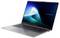 Ein silberner Laptop, der ein blaues und weißes abstraktes Hintergrundbild mit dem Text "ASUS EXPERTBOOK" zeigt. Das Gerät ist geöffnet und leicht nach rechts geneigt.
