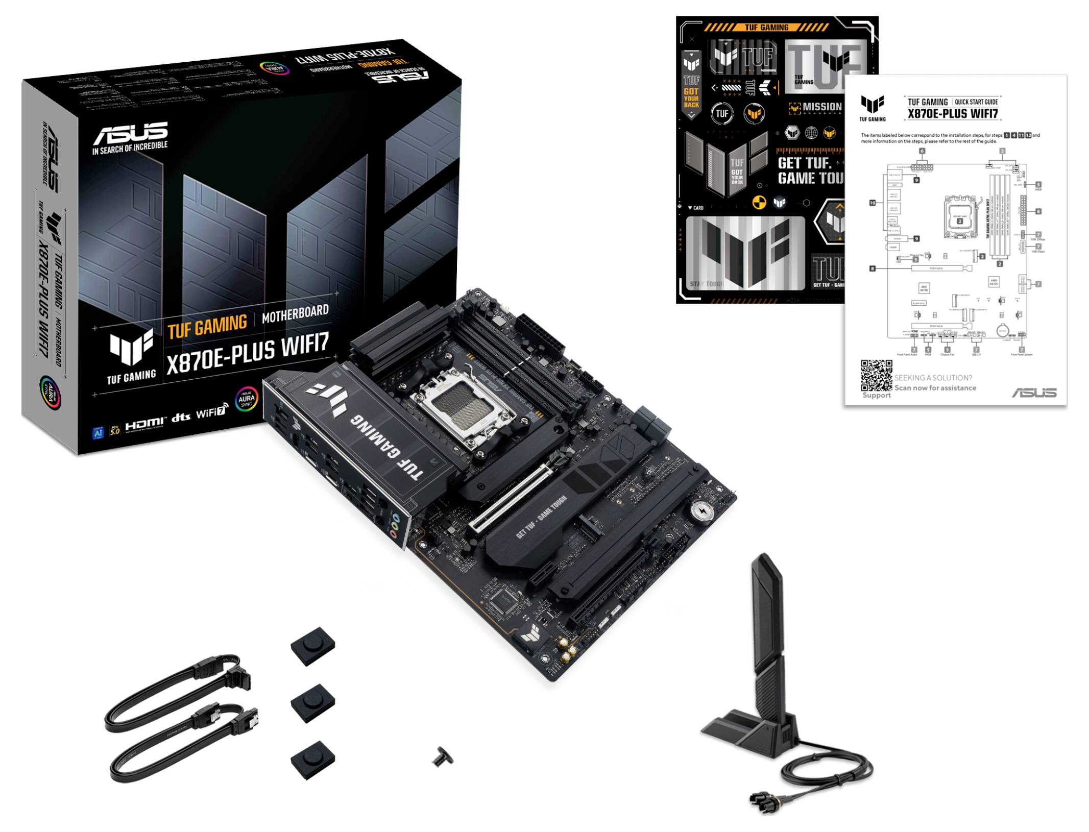 Asus TUF X870E-PLUS Mainboard Sockel (PC) AMD® AM5 Formfaktor (Details) ATX Mainboard-Chipsatz AMD® X870E-7